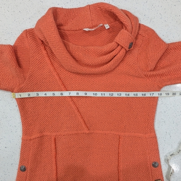 Soft Surroundings Women's Orange Tweed Tunic Sweater Cowl Neck Side Buttons XS - Picture 4 of 10